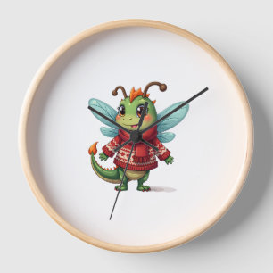 Cozy Christmas Dragonfly Clock