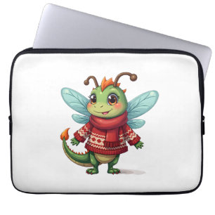 Cozy Christmas Dragonfly Laptop Sleeve