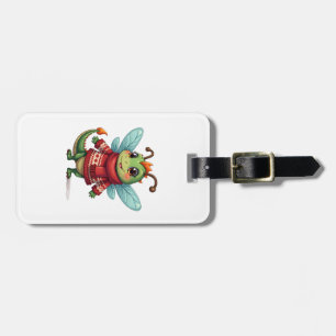 Cozy Christmas Dragonfly Luggage Tag