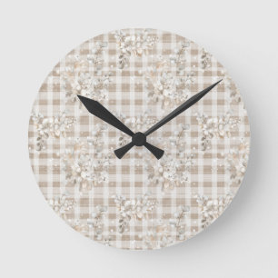 Cozy christmas earth tones floral round clock