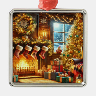 Cozy Christmas Eve Metal Tree Decoration
