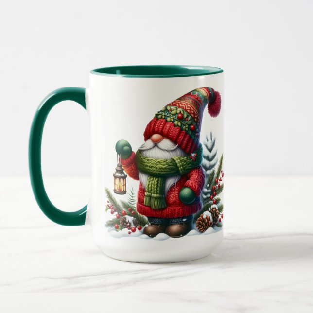 Cozy Christmas Gnome Art – Festive Holiday Mug (Left)