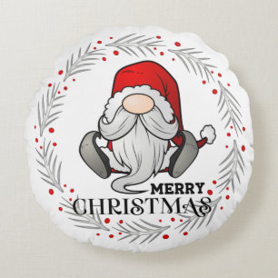 Cozy Christmas Gnome Round Cushion