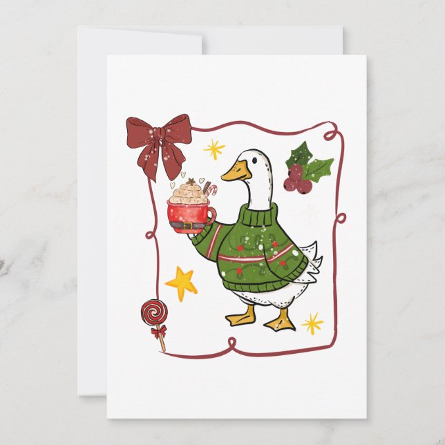 Cozy Christmas Goose Holiday Design Invitation (Front)