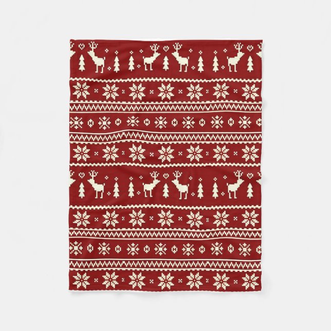 Cozy Christmas Knit Pattern Blanket (Front)