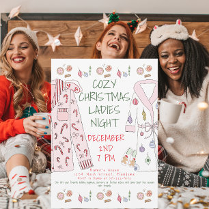 Cozy Christmas Ladies Night Party Festive Pajamas  Invitation