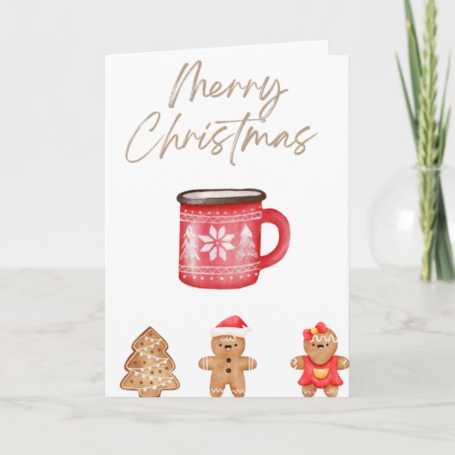 Cozy Christmas Mug & Gingerbread Biscuits Card (Front)
