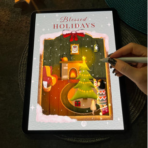 Cozy Christmas Night Holiday Card
