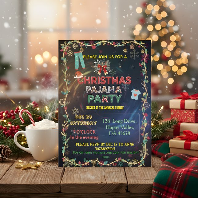 Cozy Christmas Pajama Bash | Festive Family Invitation (Creator Uploaded)