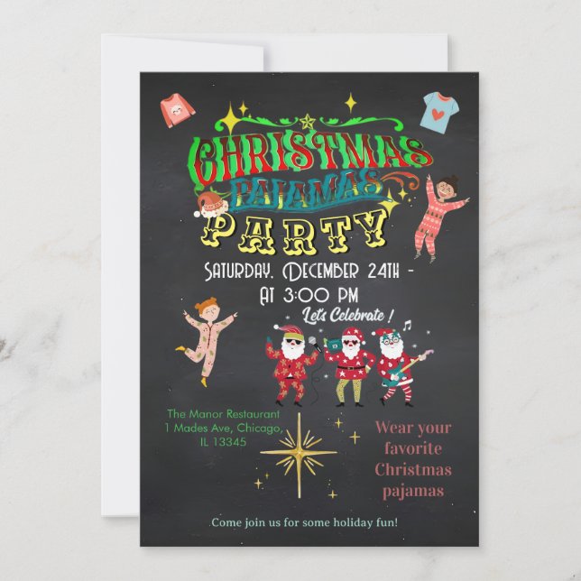  Cozy Christmas Pajamas Party Funny Rustic  Invitation (Front)