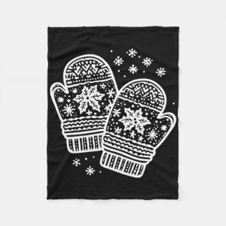 Cozy Christmas Snowflake Mittens Xmas Gloves  Fleece Blanket