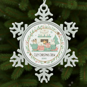Cozy Christmas Snowflake Pewter Christmas Ornament