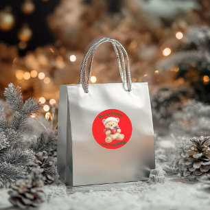 Cozy Christmas Teddy Bear Classic Round Sticker