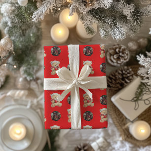 Cozy Christmas Teddy Bear Custom Photo Wrapping Paper