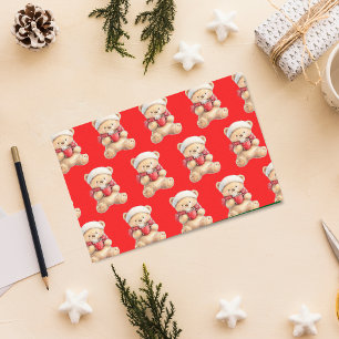 Cozy Christmas Teddy Bear Tissue Paper