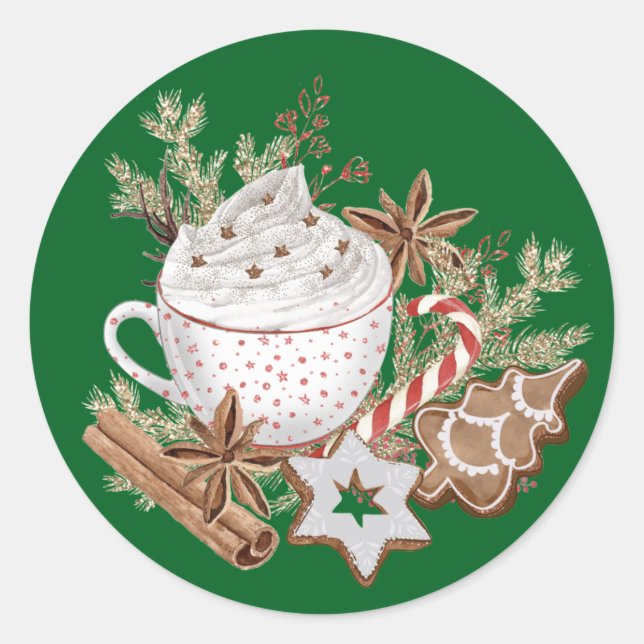 Cozy Christmas Treats Classic Round Sticker (Front)