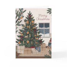 Cozy Christmas Tree Holiday Greeting Card