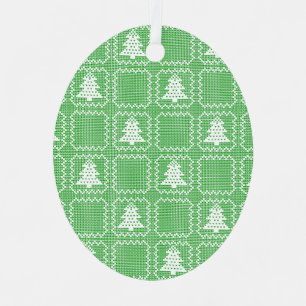 Cozy Christmas tree ugly sweater checkered pattern Metal Tree Decoration