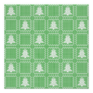 Cozy Christmas tree ugly sweater checkered pattern Poster