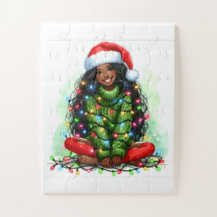 Cozy Christmas Vibes with Santa Hat Jigsaw Puzzle