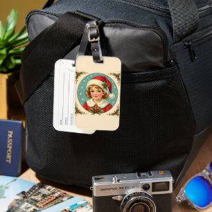 Cozy Christmas Victorian Cute Girl Luggage Tag