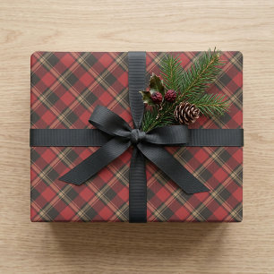 Cozy Classic Red and Black Plaid Christmas Wrapping Paper