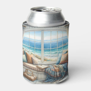 Cozy Coastal Window Seat Cottagecore Can Cooler