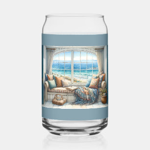 Cozy Coastal Window Seat Cottagecore Can Glass