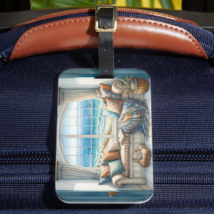 Cozy Coastal Window Seat Cottagecore Luggage Tag