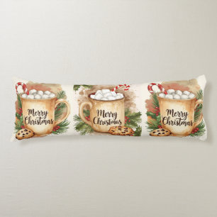 Cozy cocoa merry Christmas holly cookie warm Body Cushion
