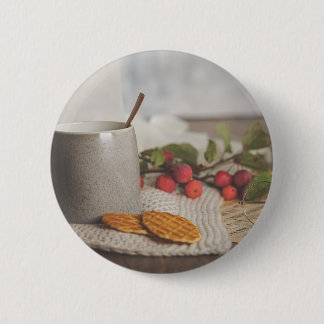 Cozy Coffee and Biscuits Morning Aesthetic Button