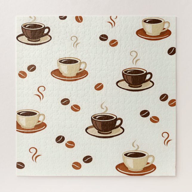 Cozy Coffee Cups Seamless Pattern Jigsaw Puzzle (Vertical)