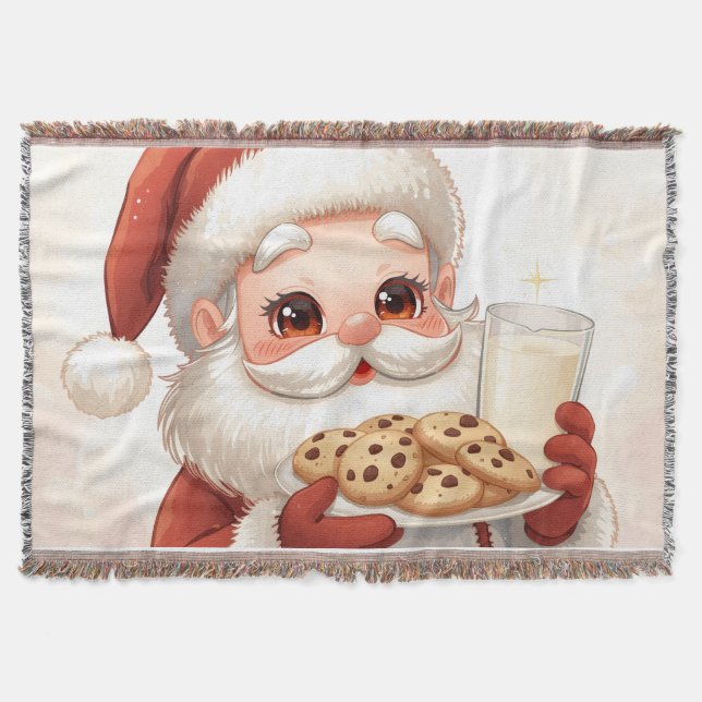 “Cozy Cookies with Santa" Christmas Throw Blanket” (Front)