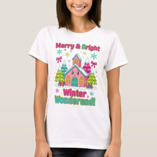 "Cozy Cottage Christmas Scene" T-Shirt
