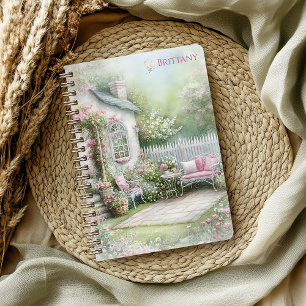 Cozy Cottage Pink Florals Pink Patio   Notebook
