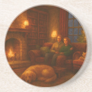 Cozy Couple Fireplace Coaster