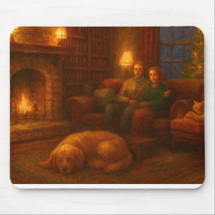 Cozy Couple Fireplace Mousepad