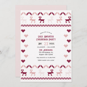 Cozy Cranberry Ugly Sweater Christmas Party Invitation