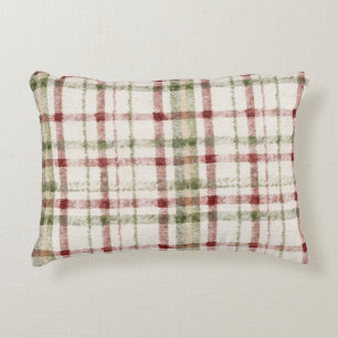 Cozy Cream Green Red Stripes Decorative Cushion