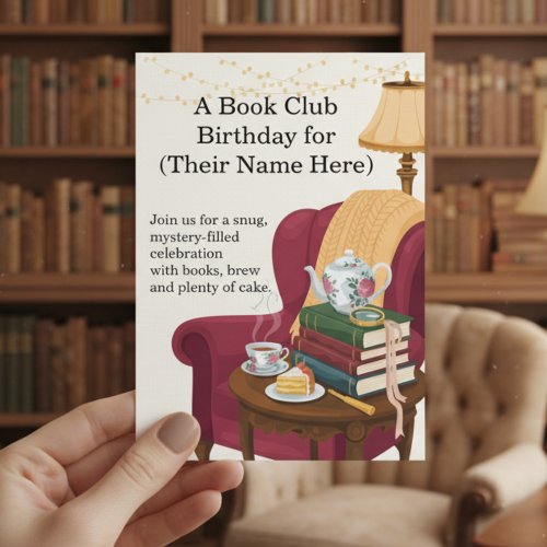a book club birthday party invitation