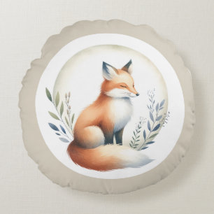 Cozy Critter - Fox Illustration  Round Cushion