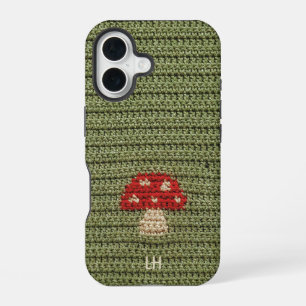 Cozy Crochet Mushroom Yarn Custom Name Initials iPhone 16 Case