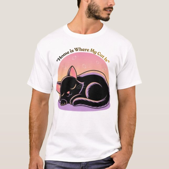 Cozy Cute Cat Quote Typography T-Shirt (Front)