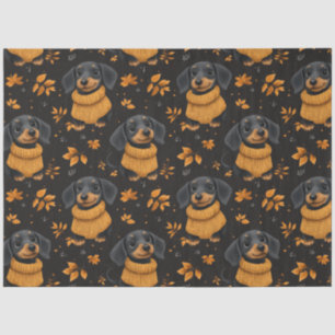 Cozy Dachshund Autumn Pattern - Dog Lovers Design Tissue Paper