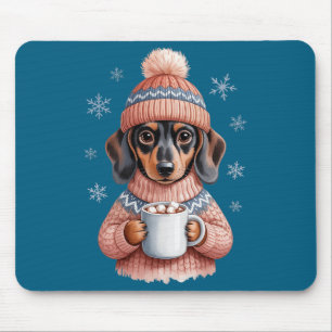 Cozy Dachshund Dog With Hot Cocoa Holiday Winter S Mouse Mat