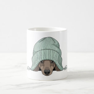 Cozy Dachshund in a Scarf and Beanie Coffee Mug