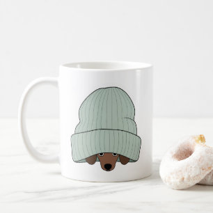 Cozy Dachshund in a Scarf and Beanie Coffee Mug