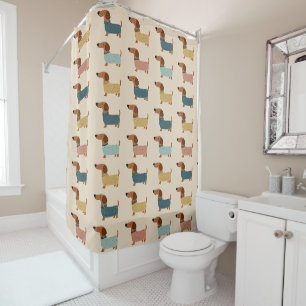 Cozy Dachshund Sweater Pattern Shower Curtain