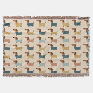 Cozy Dachshund Sweater Pattern Throw Blanket