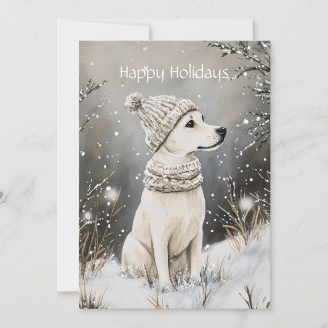 Cozy Dog Christmas Holiday Card (Front)